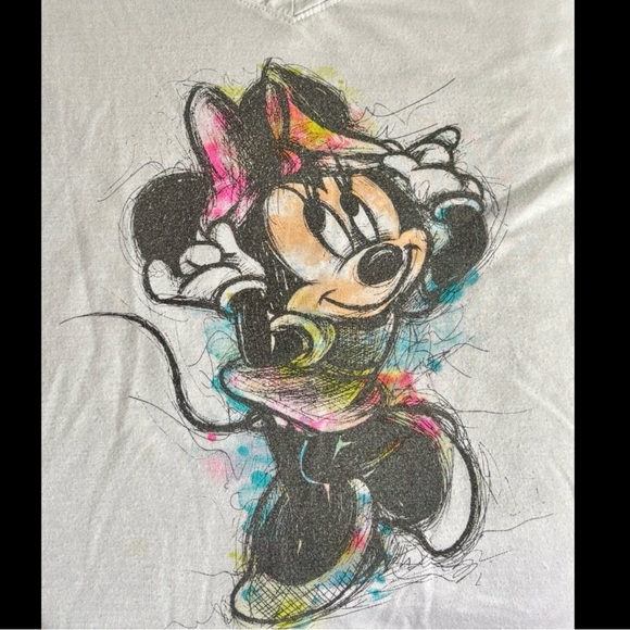 Disney Minnie Mouse Artsy Sketch V-Neck Graphic Tee White, Extra Small - Picture 5 of 5